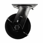 Heavy duty stainless steel swivel caster with heatEater wheel and side brake.