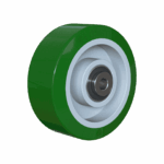 Green silicone caster wheel with 12-17mm bore for industrial use.
