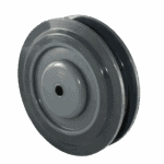 Heavy-duty 125mm polyurethane caster wheel with 12-15mm bore for industrial use.
