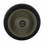 Heavy-duty industrial caster wheel with black rubber tire and gray core for smooth mobility.