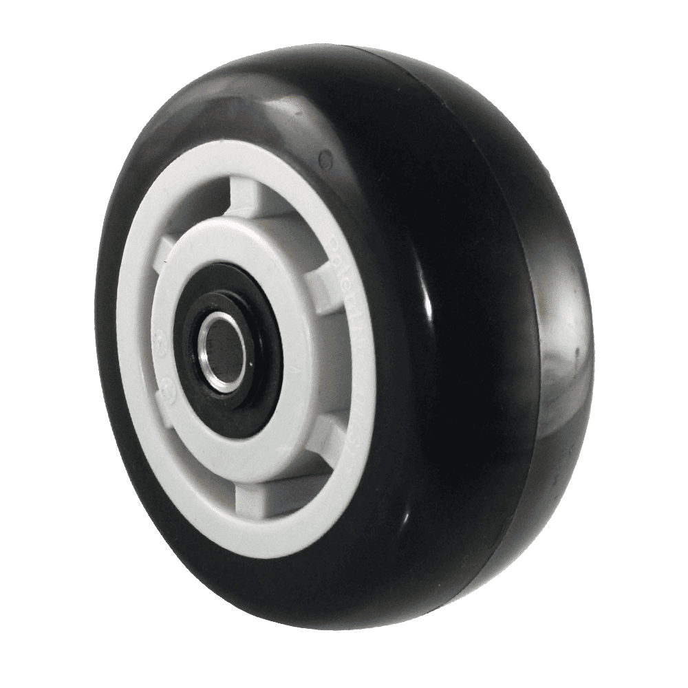 Heavy-duty caster wheel for industrial carts and equipment.