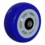 Blue 5-inch TPU caster wheel with 1/2 inch bore for smooth mobility.