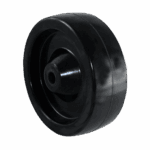 Black industrial caster wheel for heavy equipment and furniture.