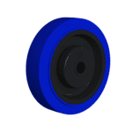Blue 125mm rubber caster wheel with 12-17mm bore for industrial use.