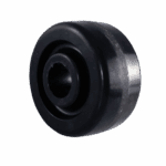 Black industrial caster wheel with smooth surface for heavy-duty applications.
