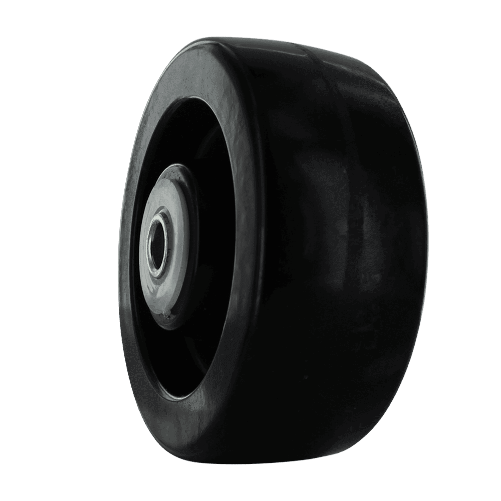 Black phenolic wheel with 1/2 inch bore for industrial use.