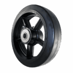 Heavy-duty black caster wheel for industrial equipment.