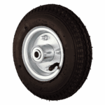 Industrial caster wheel with rubber tire and metal hub for heavy equipment.
