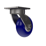 P&H Casters heavy duty swivel caster with blue TPU wheel for industrial use.