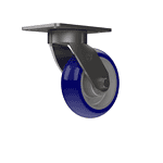 6-inch heavy duty swivel caster with blue TPU wheel for industrial use.