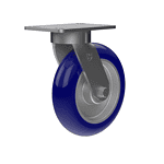 8-inch heavy duty swivel caster with blue TPU wheel for industrial use.