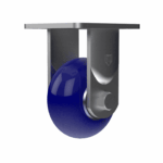 4-inch heavy duty caster with blue TPU wheel for industrial use.