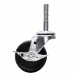 Industrial caster wheel with metal mounting and rubber wheel for heavy loads.