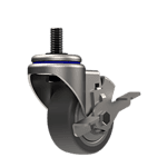 Heavy-duty 3-inch swivel caster with TPR wheel and side brake for mobility.