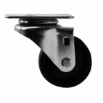 Industrial caster wheel with metal frame and rubber wheel for heavy loads.
