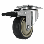 Industrial caster wheel with brake for heavy equipment and furniture.