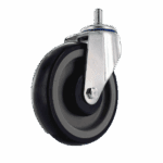 Industrial caster wheel with metal mounting and rubber tire for heavy loads.