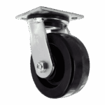 Heavy duty swivel caster with phenolic wheel for industrial use.