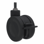 Black 100mm tandem swivel caster with TPE wheel and lock brake for industrial use.