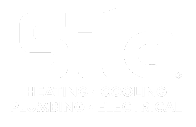 Logo featuring the word "Sila" in bold, set above a footer listing services: Heating, Cooling, Plumbing, Electrical—all elegantly displayed in white text on a sleek black background, much like the classic look of a campfire night.