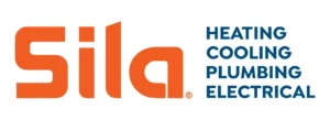 Sila logo in orange with text "Heating, Cooling, Plumbing, Electrical" in blue on the right.