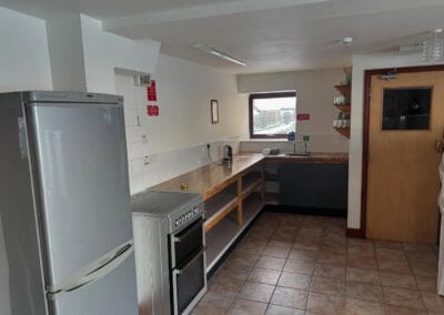 Modern kitchen with appliances and shelves