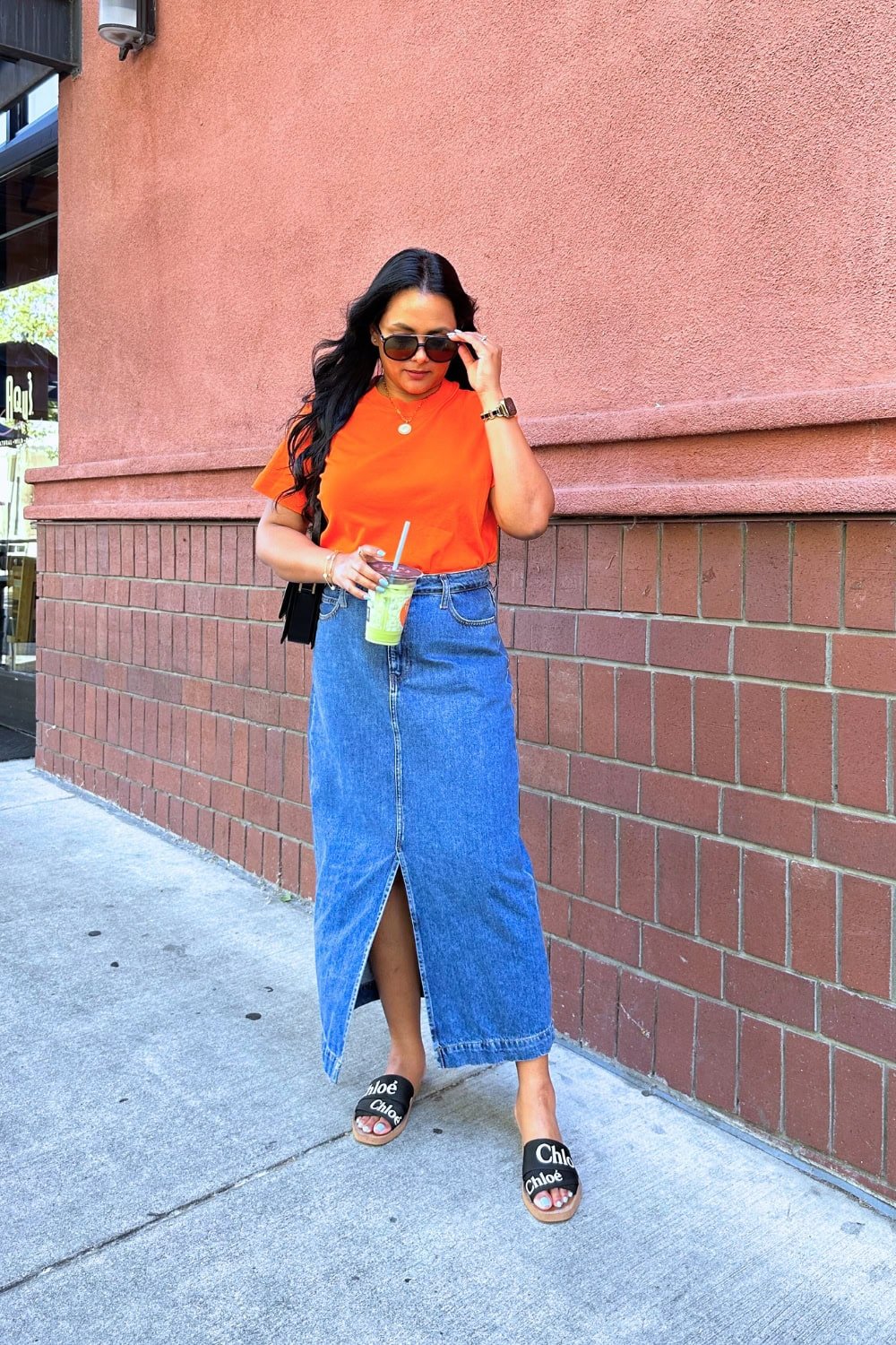 Wear denim skirt instead of shorts