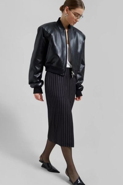 Faux Leather Bomber Jacket