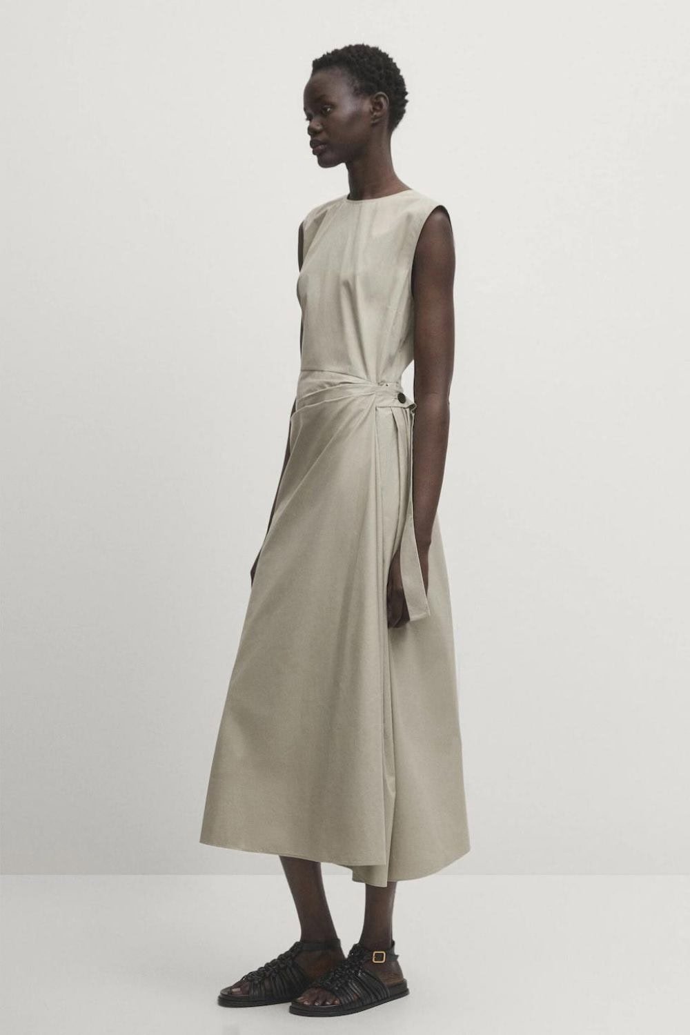 Poplin Dress with Knot Detail