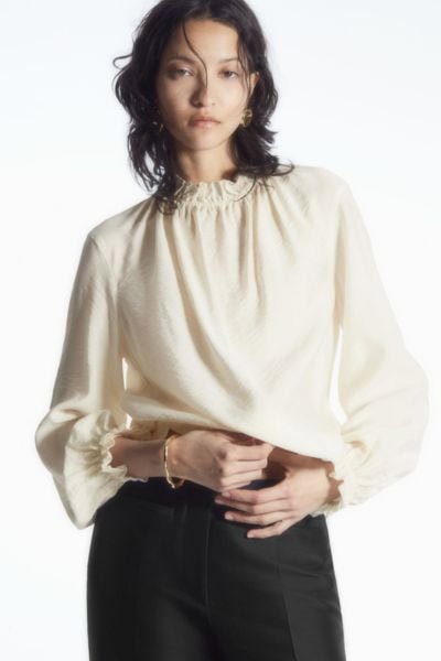 Ruffled High Neck Blouse