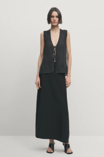 Straight Linen Blend Skirt