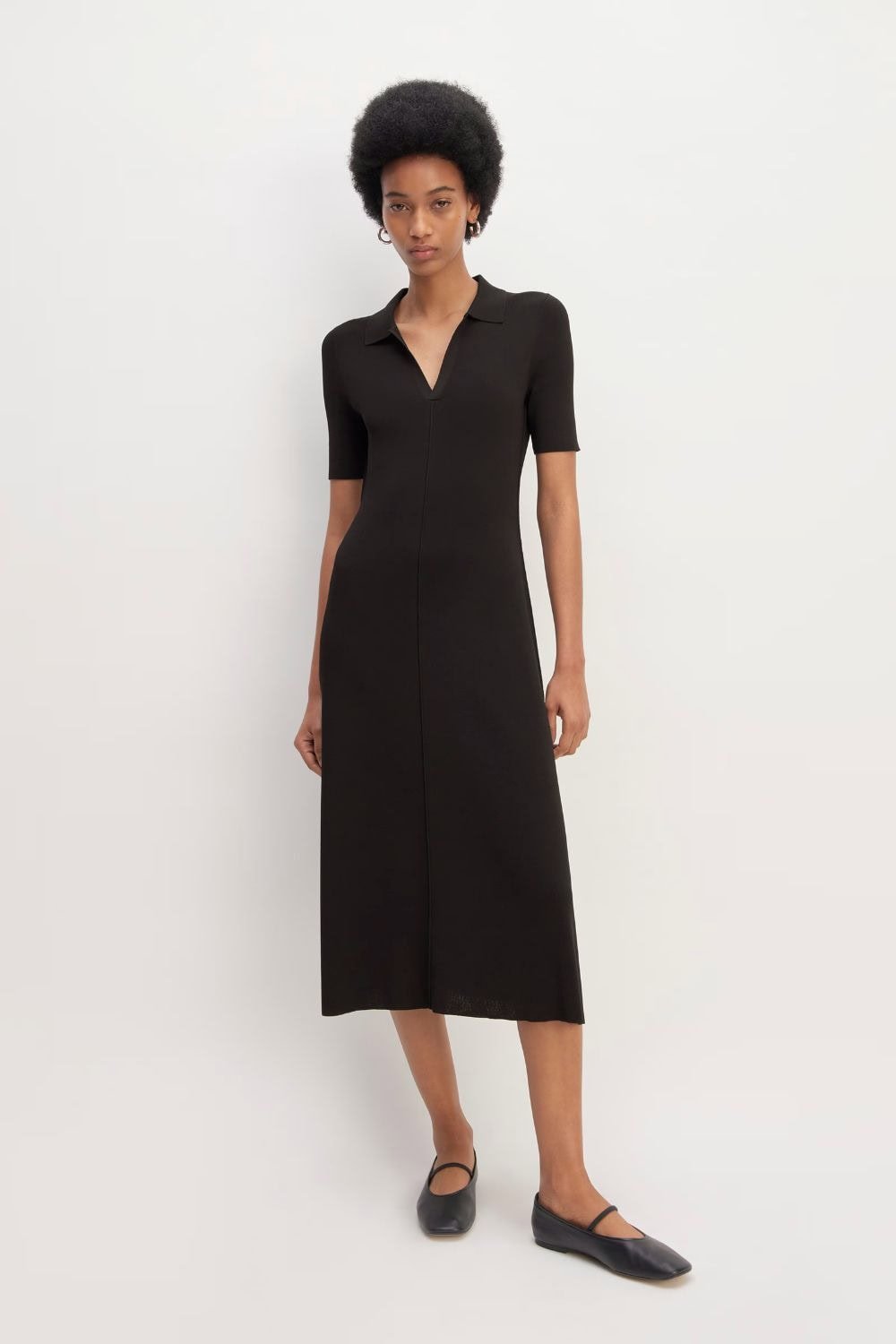 The Viscose Knit Polo Midi Dress