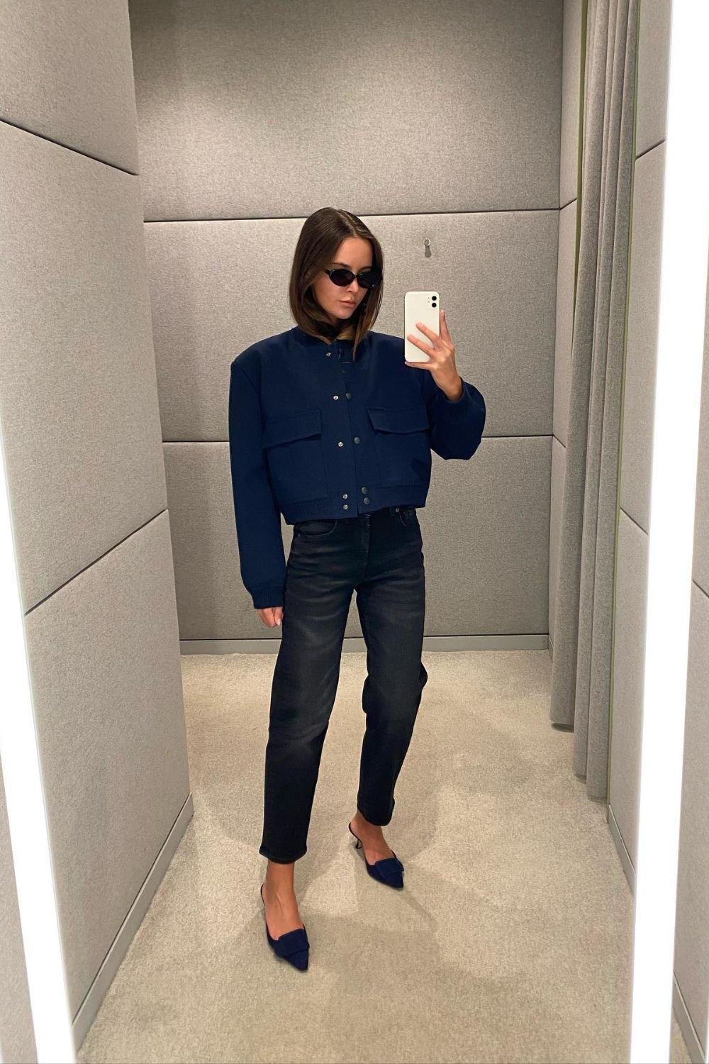 Bomber Jacket Outfit Ideas With Cropped Jacket And Tailored Trousers