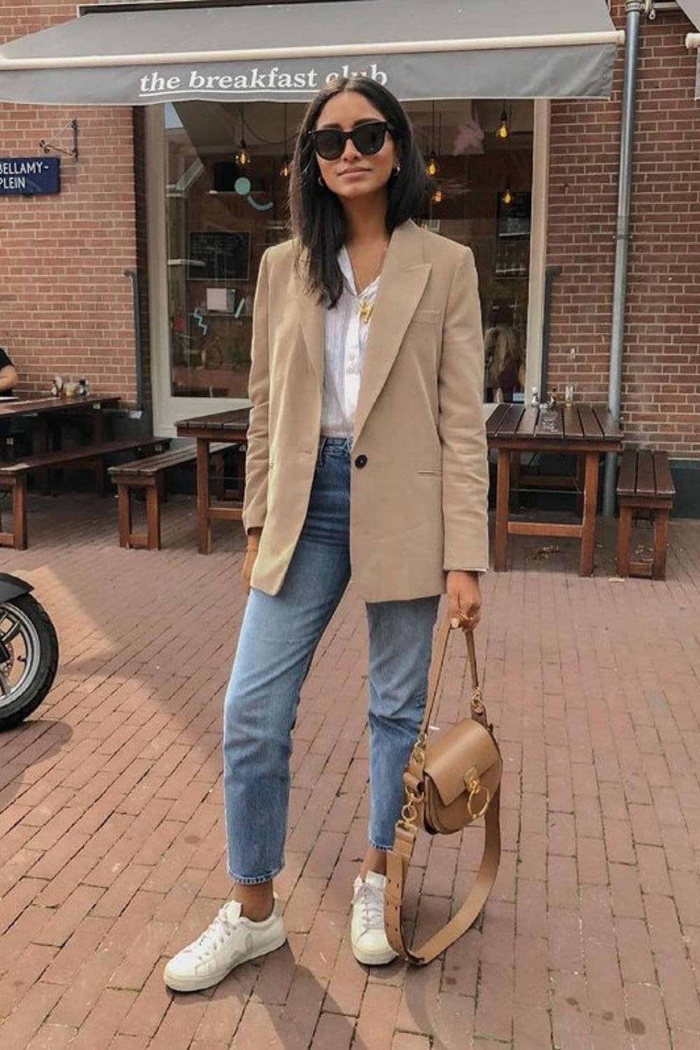 Jeans outfit for work power suit and button down