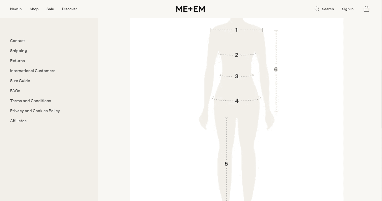 ME+EM sizing guide