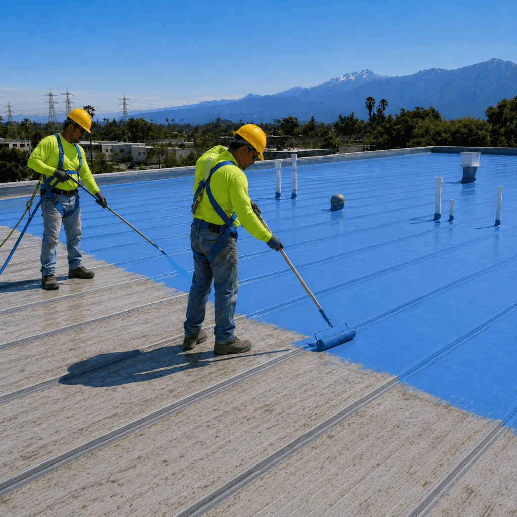 Priming a commercial roof before acrylic coating