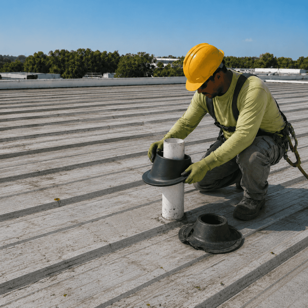 Replacing damaged roof material before acrylic coating