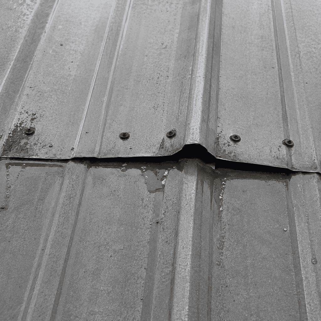Opened seams on a metal roof