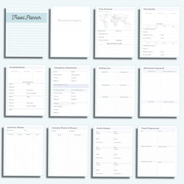 Printable Travel Planner 2 Printable travel planner template 1