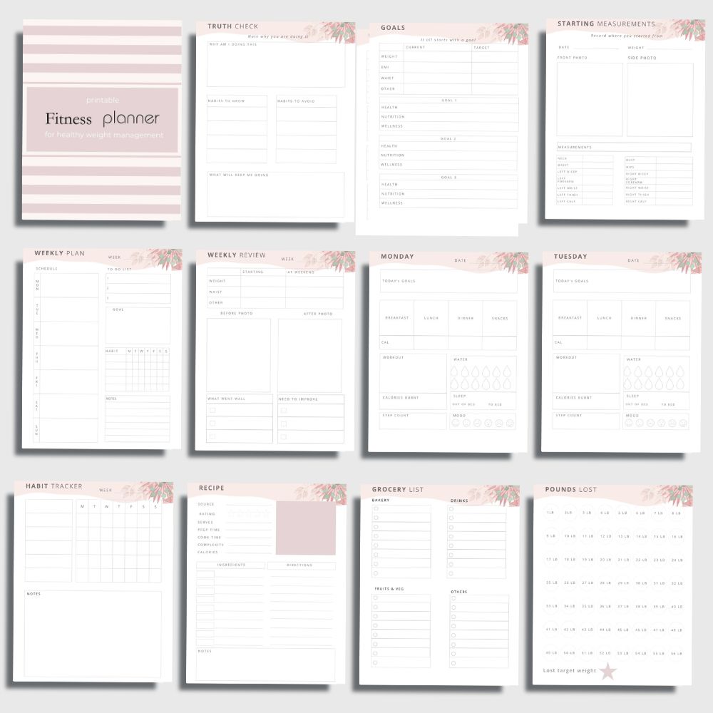 Printable Fitness Planner 2 Printable Fitness Planner