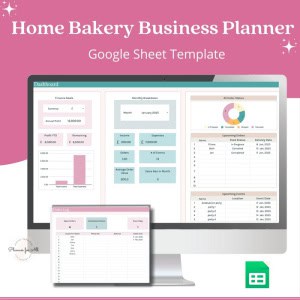 Savvy Template Hub Membership 8 Professional Home Bakery Business Planner on Google Sheets, customizable template for bakery entrepreneurs.