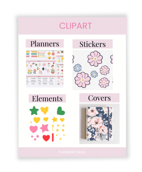 Planner For All PLR digital planner kit with stickers, elements, covers, and templates for customizable planning and organization. Download now for productivity and creativity.