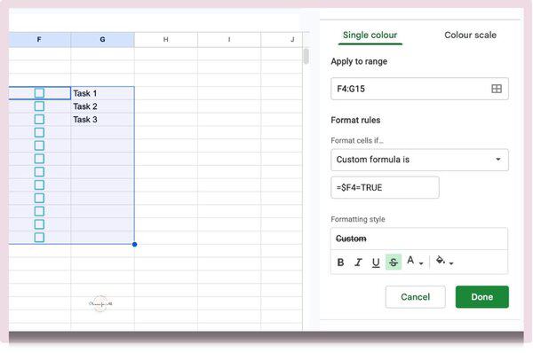how to add conditional formatting in Google Sheets