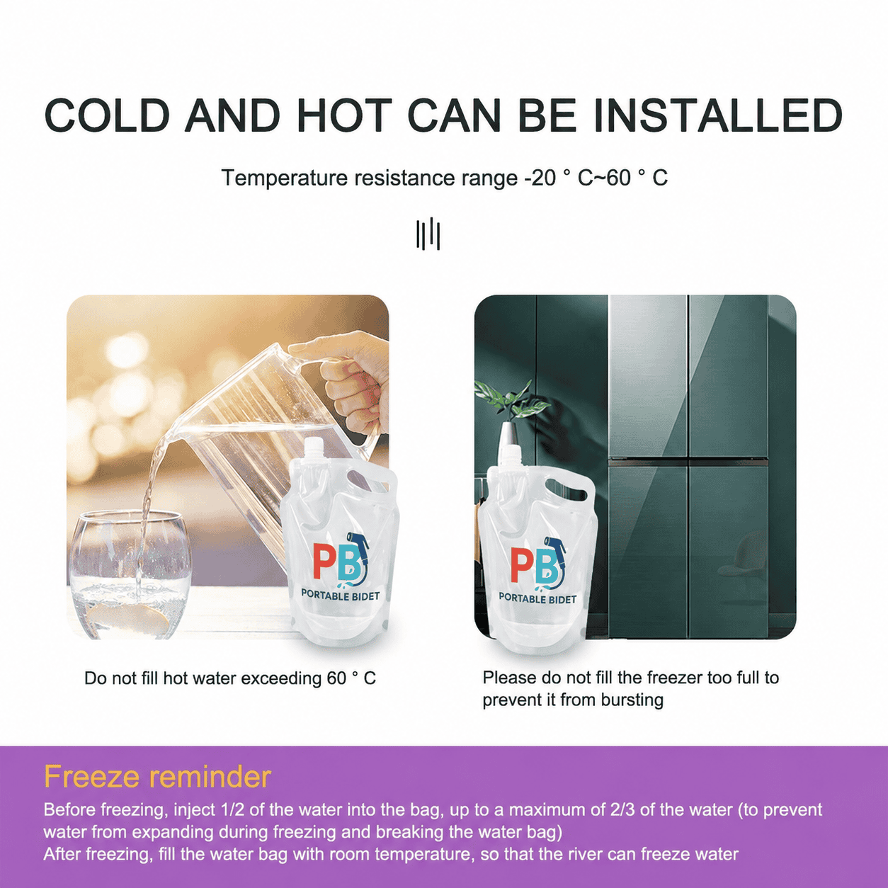 PortableBidet V2 water temperature guide