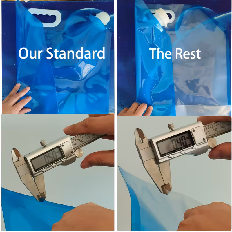 Foldable reusable water bag material comparison