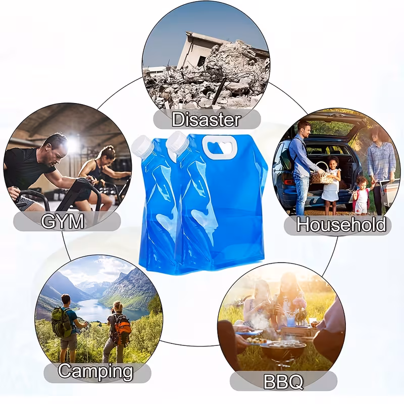 Foldable water bag uses for household, camping, travel and outdoor activities