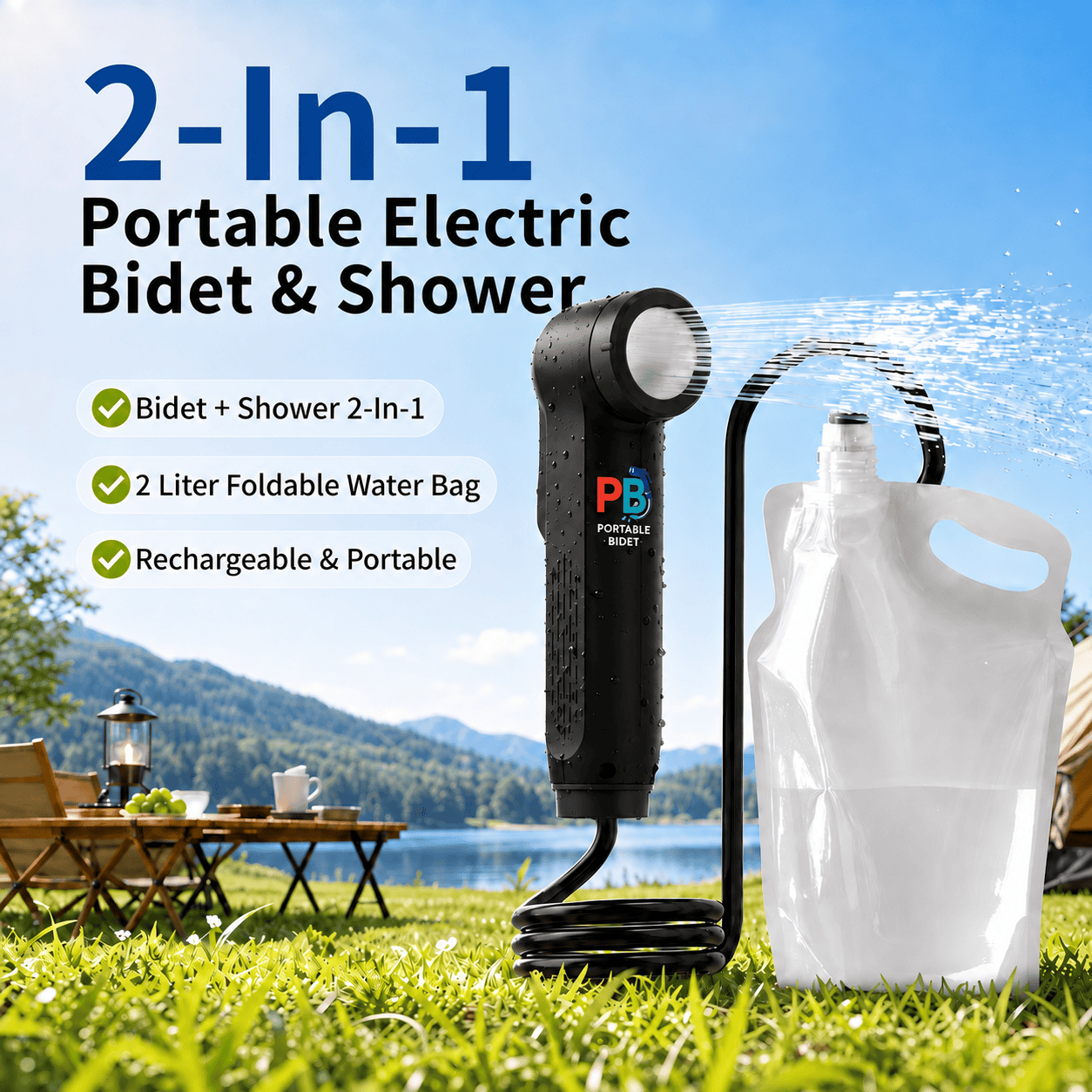 PortableBidet V2 with free 2L foldable reusable water bag
