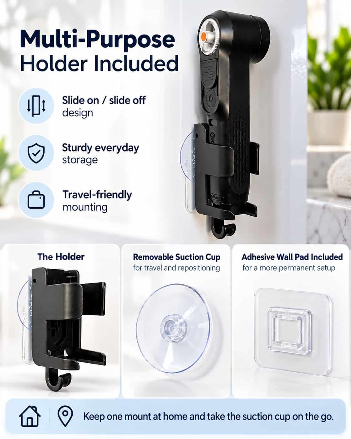 Black PortableBidet electric bidet mounted in multi-purpose holder