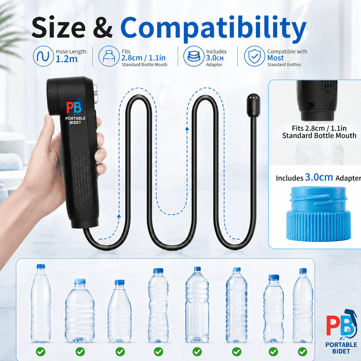 Black PortableBidet electric bidet with 5L collapsible water bag bundle