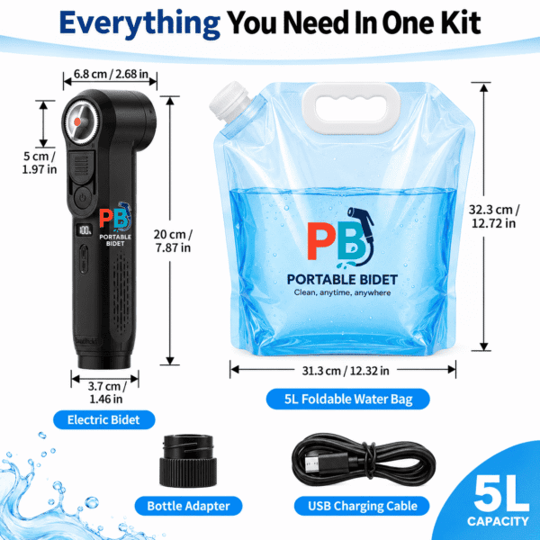 Portable Electric Bidet + 5L Collapsible Water Bag Bundle details